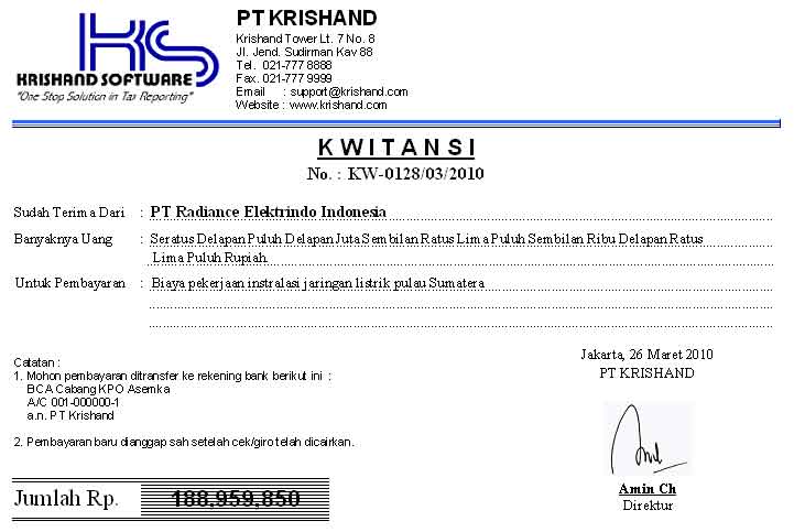 Software Program Krishand Kwitansi Cetak Bukti Pembayaran Dengan Mudah Cepat